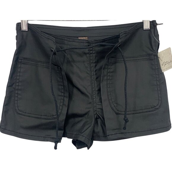 Free People Womens Black Short Size 2 Billie Coated Lace Front Pocket New - Picture 6 of 9